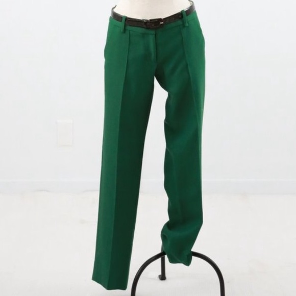 Neiman Marcus Pants - Runway Oscar De La Renta Pants 8 Wool Trousers Green Christmas Holiday Party